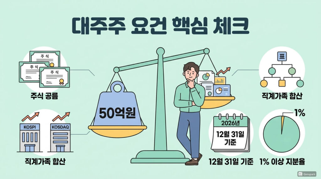 2. 국내주식 양도소득세 2026 — 대주주 기준이 핵심