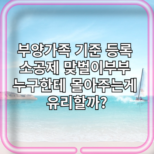 부양가족 기준 등록 소공제 맞벌이부부 누구한테 몰아주는게 유리할까?