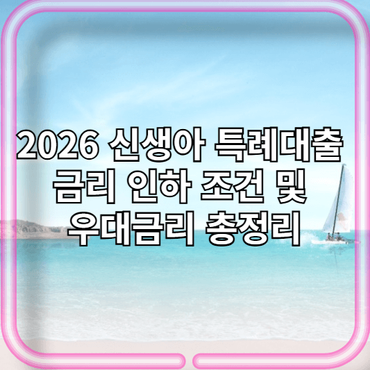 2026 신생아 특례대출 금리 인하 조건 및 우대금리 총정리
